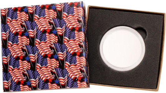 SilverTowne Natural Kraft Paper Gift Box with American Flag Pattern Box Sleeve